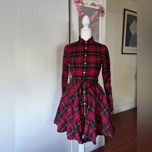 Polo Ralph Lauren Red Plaid Long Sleeve Dress